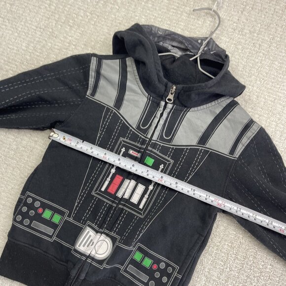 VTG Star Wars Hoodie Boys Sz 3 Black Darth Vader Zip Up Graphic Lucasfilm - Picture 8 of 15